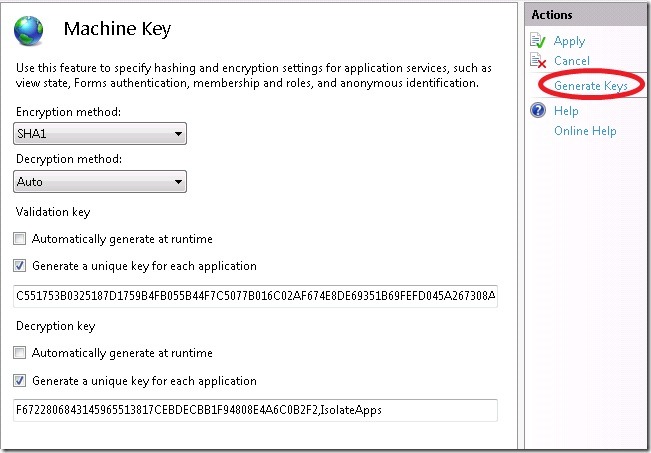 Web.config Machine Key Generator
